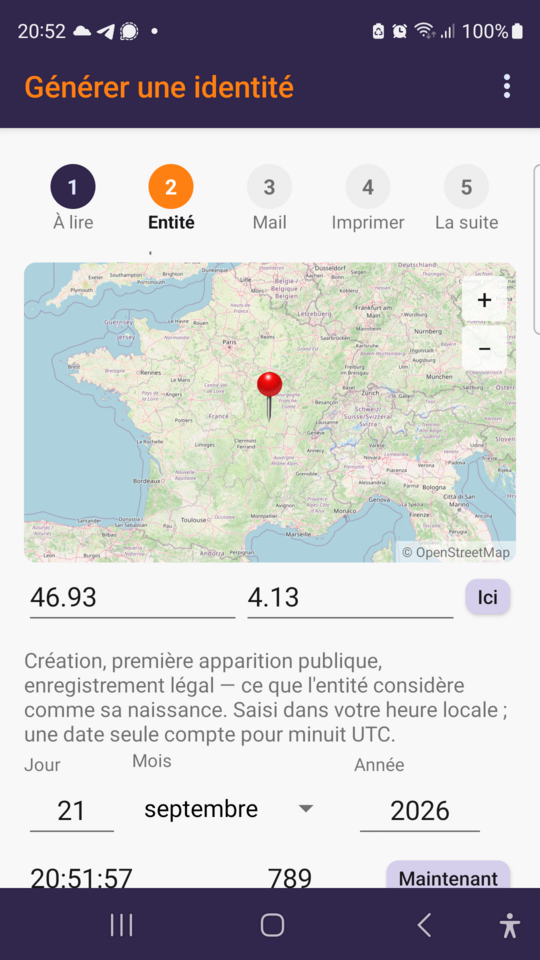 Générer une identité : la carte, le lieu et l'instant d'origine